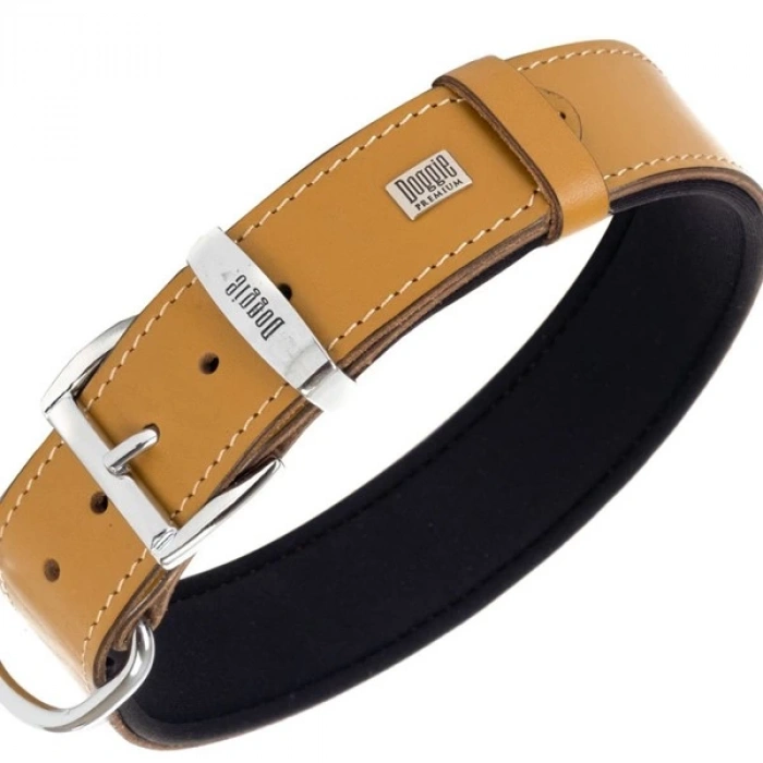 Doggie Comfort Deri Kemik Süslü Köpek Boyun Tasması Medium Camel 4x52-60 Cm