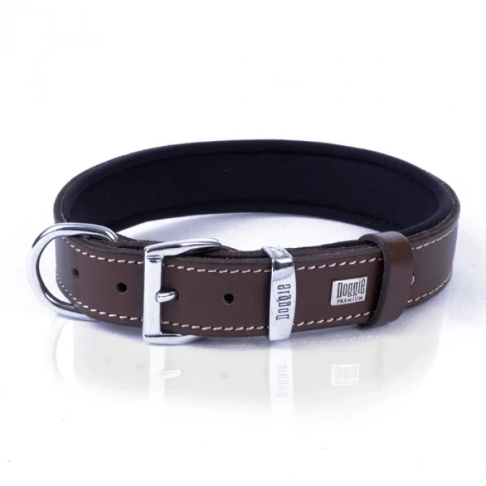 Doggie Comfort Deri Kemik Süslü Köpek Boyun Tasması Medium Kahverengi 3x42-50 Cm