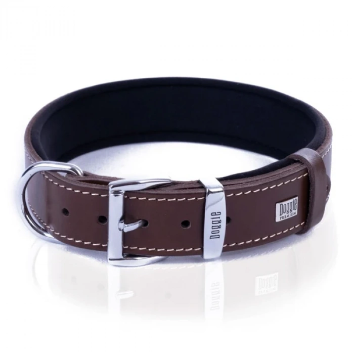 Doggie Comfort Deri Kemik Süslü Köpek Boyun Tasması Medium Kahverengi 4x52-60 Cm