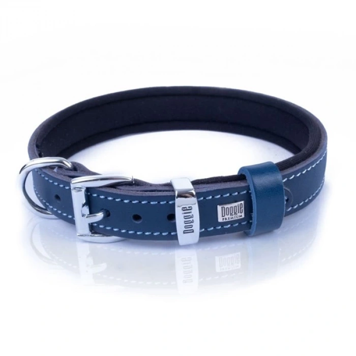 Doggie Comfort Deri Kemik Süslü Köpek Boyun Tasması Medium Mavi 2x35-40 Cm
