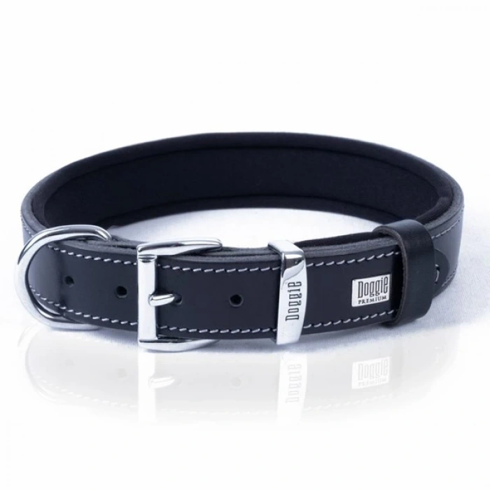 Doggie Comfort Deri Kemik Süslü Köpek Boyun Tasması Medium Siyah 3x42-50 Cm