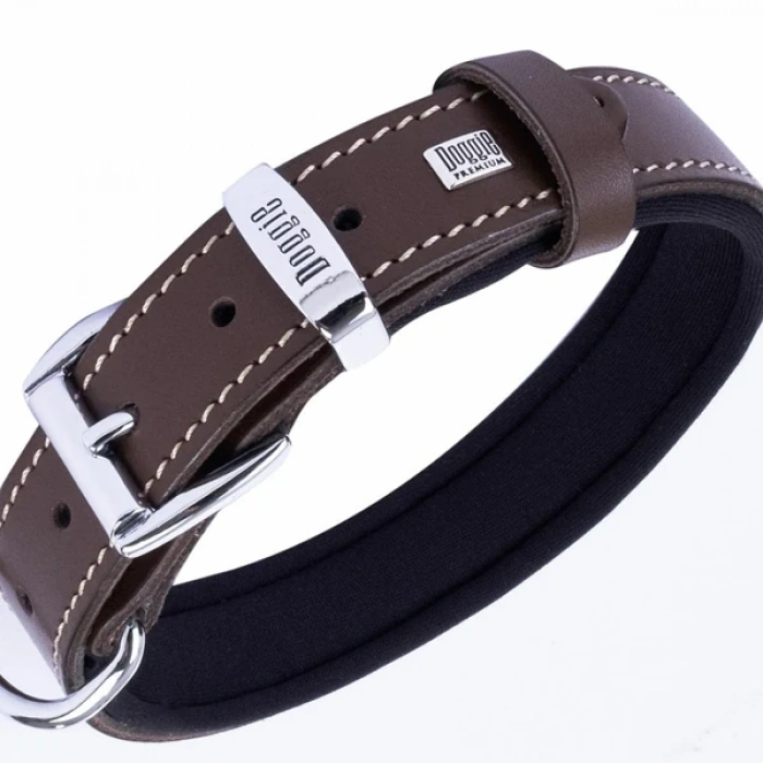 Doggie Comfort Deri Nazar Boncuklu Köpek Boyun Tasması Medium Kahverengi 2.5x37-45 Cm