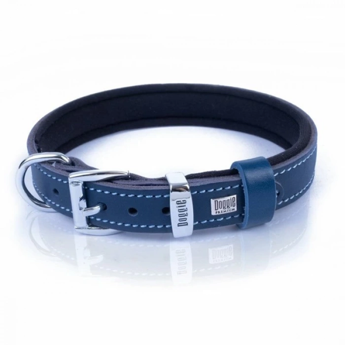 Doggie Comfort Deri Nazar Boncuklu Köpek Boyun Tasması Medium Mavi 2x30-35 Cm