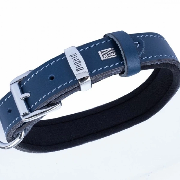 Doggie Comfort Deri Nazar Boncuklu Köpek Boyun Tasması Medium Mavi 2x35-40 Cm