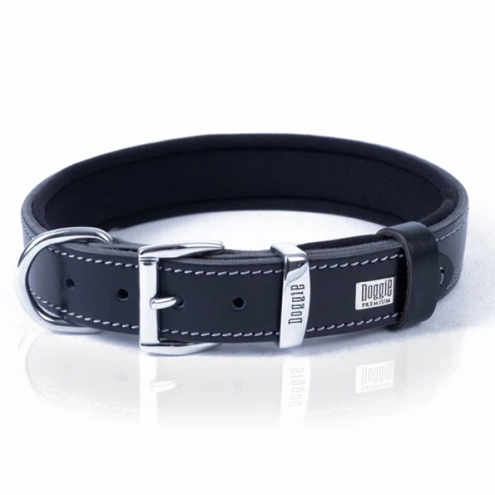 Doggie Comfort Deri Nazar Boncuklu Köpek Boyun Tasması Medium Siyah 3x42-50 Cm