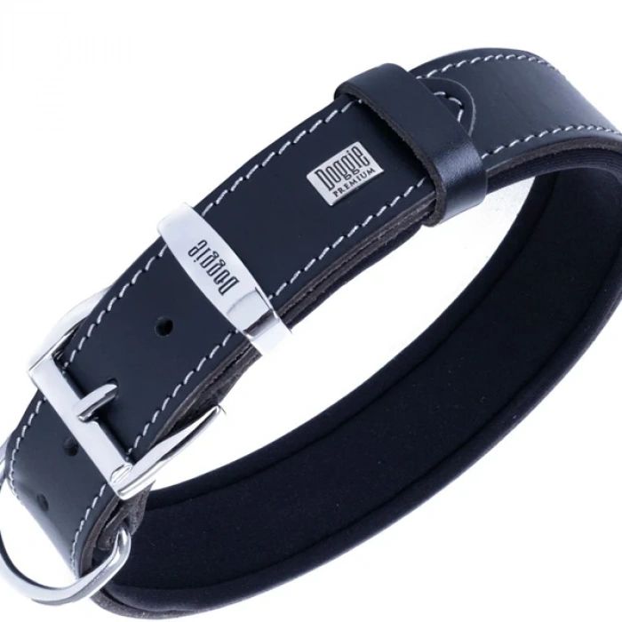 Doggie Comfort Deri Pati Desenli Köpek Boyun Tasması Large Siyah 3.5x52-60 Cm