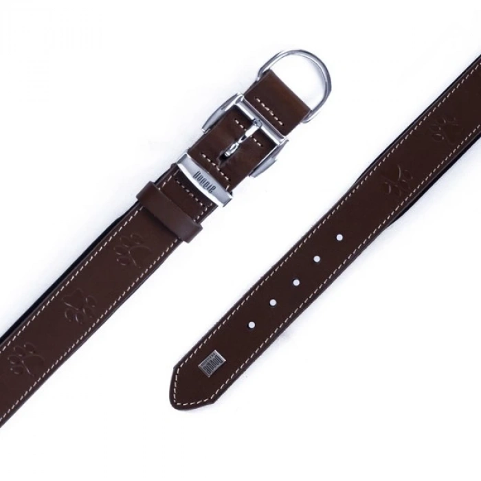 Doggie Comfort Deri Pati Desenli Köpek Boyun Tasması Medium Kahverengi 3x42-50 Cm
