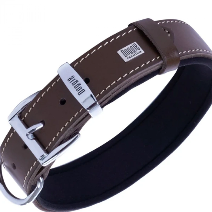 Doggie Comfort Deri Pati Desenli Köpek Boyun Tasması Medium Kahverengi 3x42-50 Cm