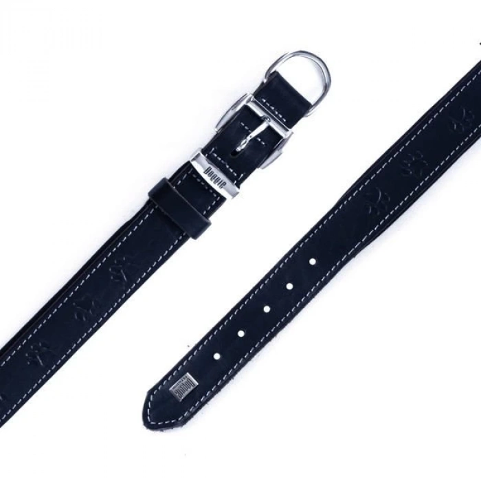 Doggie Comfort Deri Pati Desenli Köpek Boyun Tasması Medium Siyah 3.5x47-55 Cm