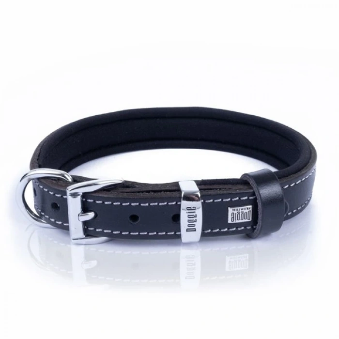 Doggie Comfort Deri Pati Desenli Köpek Boyun Tasması Small Siyah 2x30-35 Cm