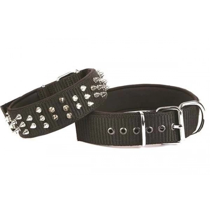 Doggie Comfort Dokuma Çivili Köpek Boyun Tasması Medium Siyah 5x55-65 Cm