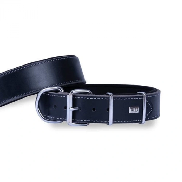 Doggie Dayanıklı Deri Köpek Boyun Tasması Medium Siyah 4x52-60 Cm