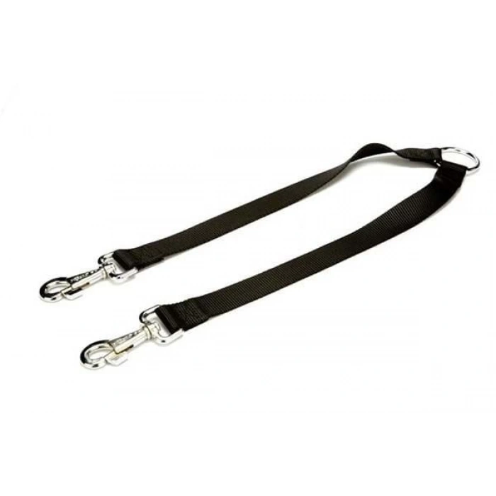 Doggie Dokuma Çift Köpek Gezdirme Tasma Aparatı Medium Siyah 2.5x70-60 Cm