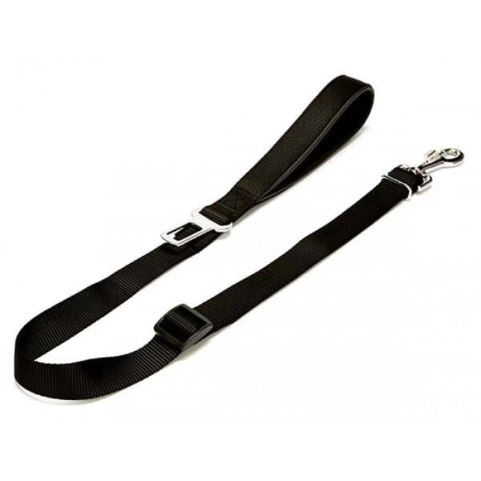 Doggie Dokuma Emniyet Kemerli Köpek Gezdirme Tasma Aparatı Medium Siyah 2.5x80-120 Cm