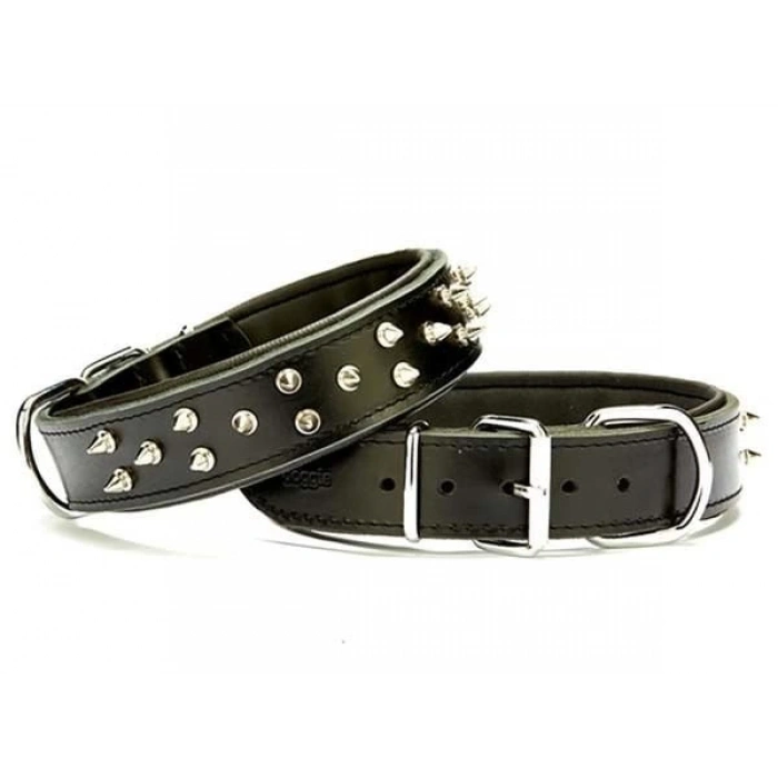 Doggie Güçlü Deri Çivili Köpek Boyun Tasması Large Siyah 4x57-65 Cm