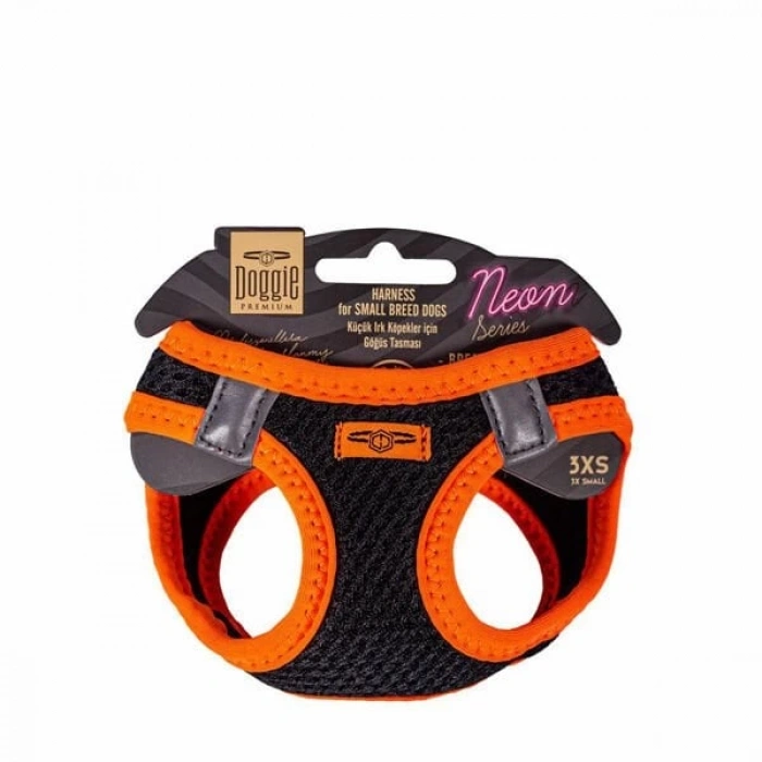 Doggie Havalı Dokuma Neon Küçük Irk Köpek Göğüs Tasması Xxxsmall Turuncu 22-26 Cm