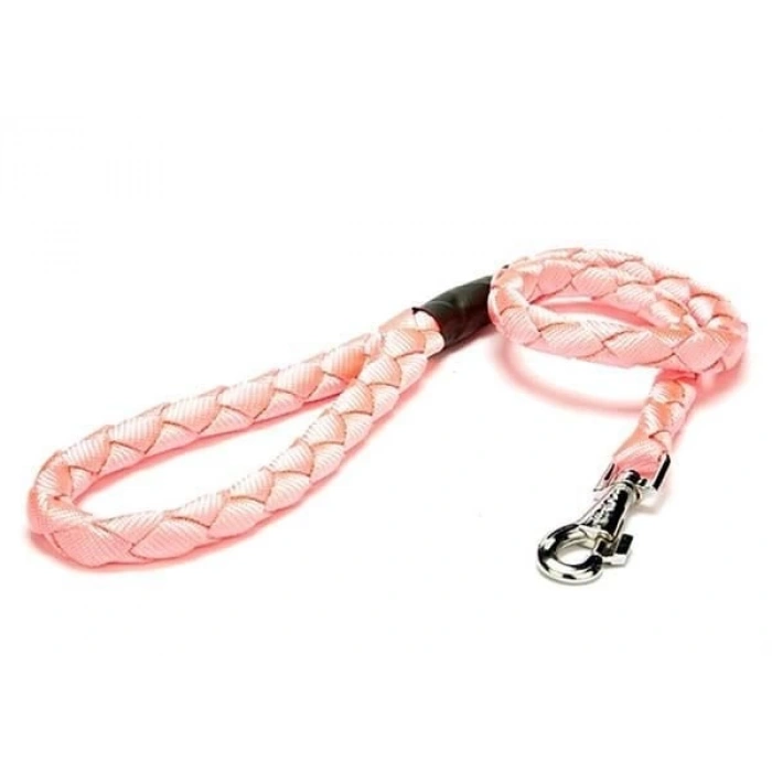 Doggie Örgülü Dokuma Köpek Gezdirme Tasması Medium Pembe 2.5x100 Cm