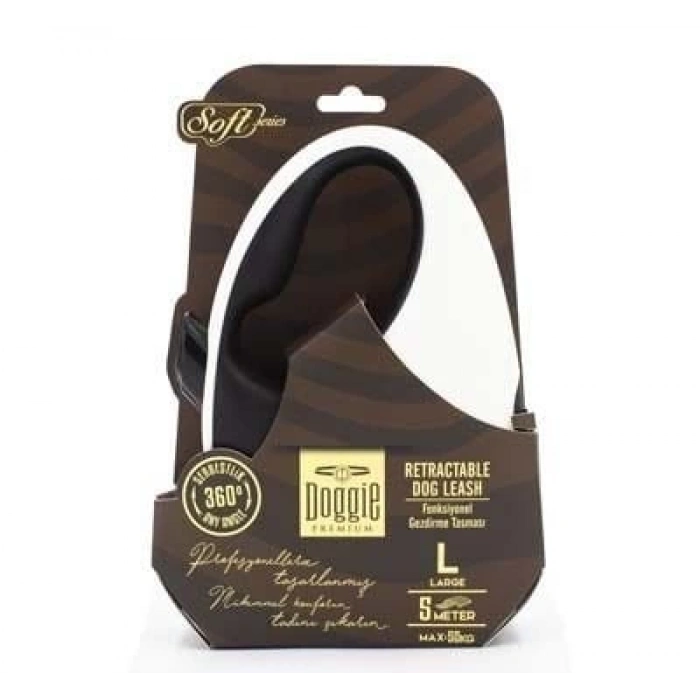 Doggie Soft Otomatik Köpek Uzatma Tasması Large Beyaz 50 Kg 5 Mt