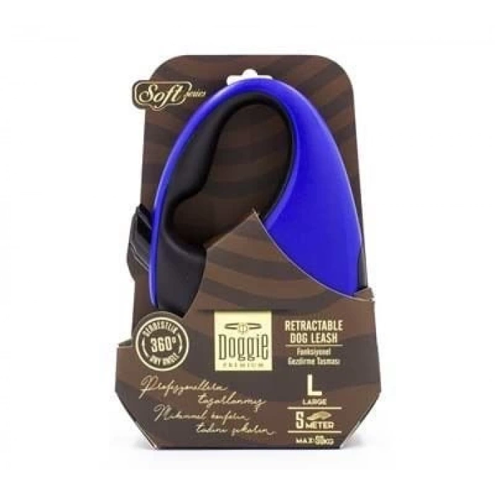Doggie Soft Otomatik Köpek Uzatma Tasması Large Royal Mavi 50 Kg 5 Mt