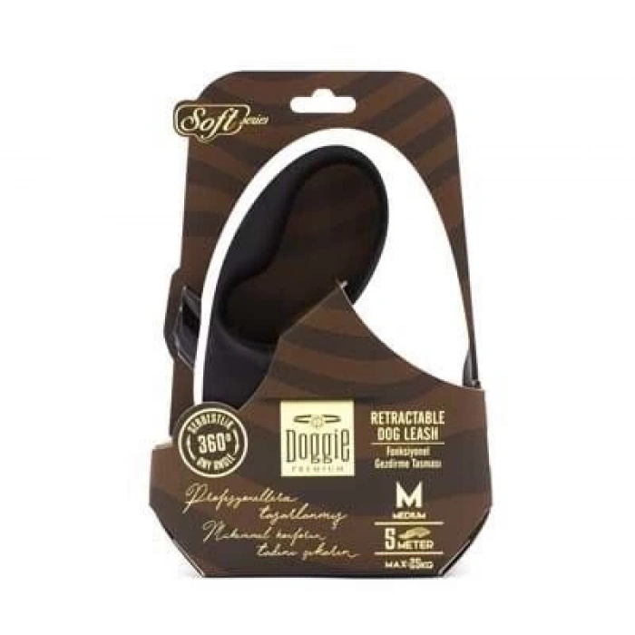 Doggie Soft Otomatik Köpek Uzatma Tasması Medium Beyaz 25 Kg 5 Mt