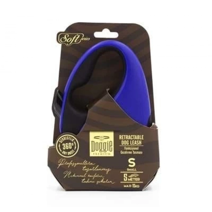 Doggie Soft Otomatik Köpek Uzatma Tasması Small Royal Mavi 15 Kg 5 Mt