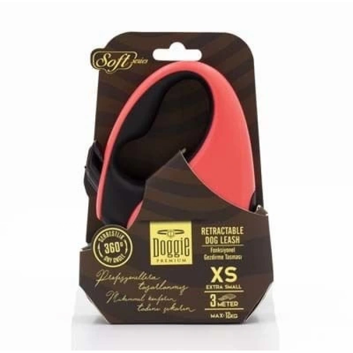 Doggie Soft Otomatik Köpek Uzatma Tasması Xsmall Pembe 12 Kg 3 Mt