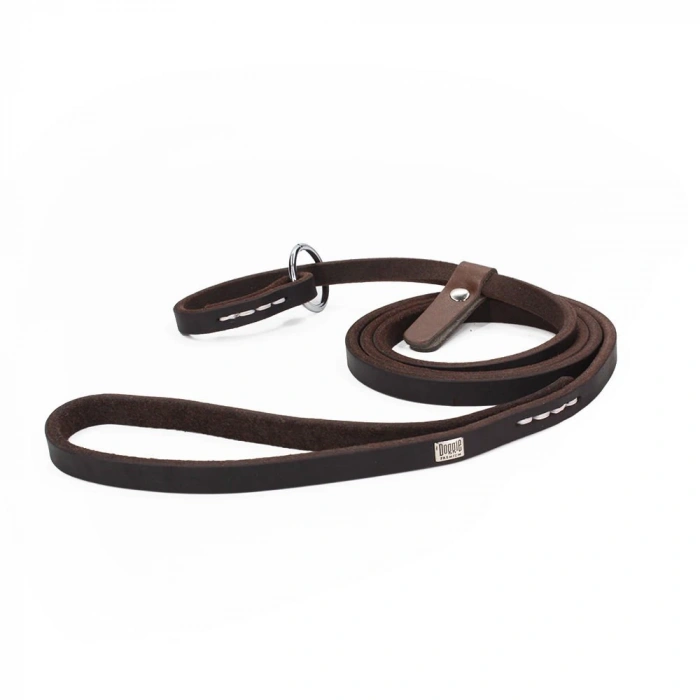 Doggie Yağlı Deri Boğma Eğitim Köpek Gezdirme Tasması Small Kahverengi 1.1x150 Cm
