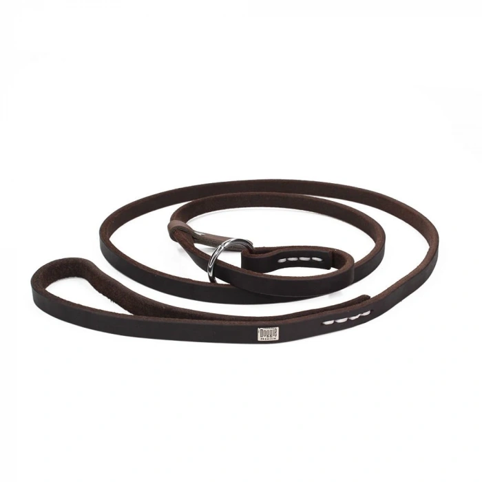 Doggie Yağlı Deri Boğma Eğitim Köpek Gezdirme Tasması Small Kahverengi 1.1x150 Cm