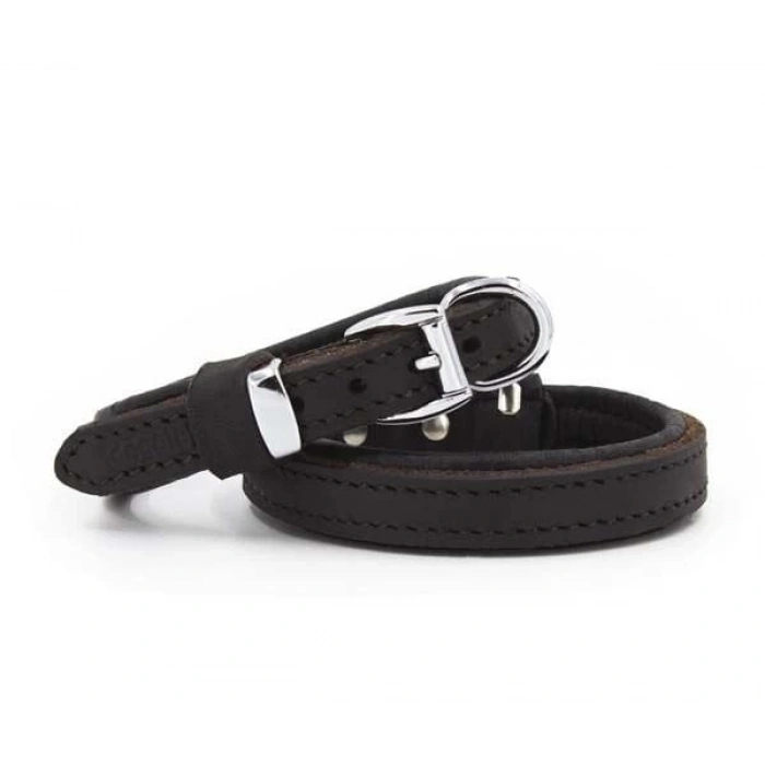 Doggie Yağlı Deri Köpek Boyun Tasması Medium Kahverengi 1.5x25-30 Cm