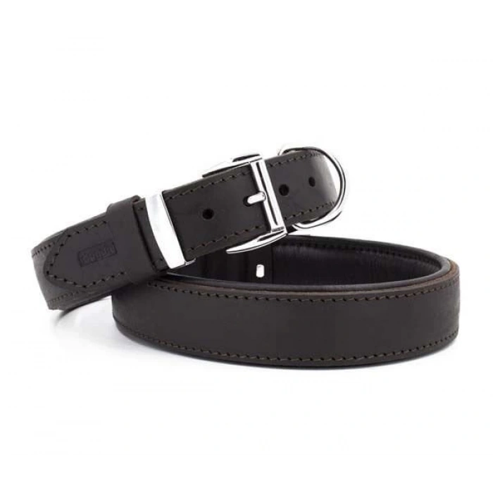 Doggie Yağlı Deri Köpek Boyun Tasması Medium Kahverengi 3x42-50 Cm