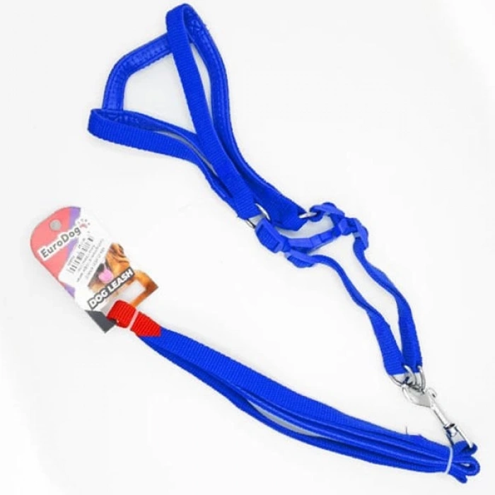 Euro Dog Köpek Uzatma Tasması ve Göğüs Tasması Mavi 15 Mm 115 Cm