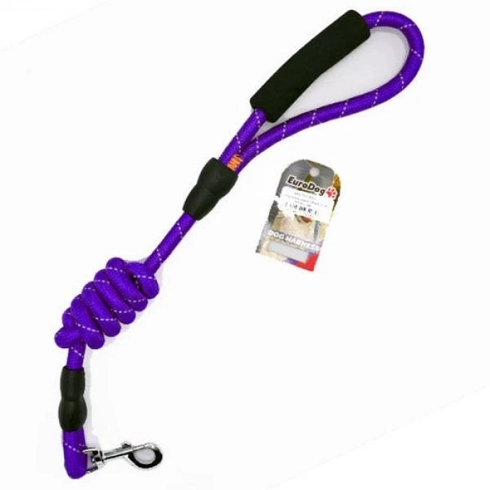 Euro Dog Reflektörlü Köpek Uzatma Tasması Mor 14 Mm 120 Cm
