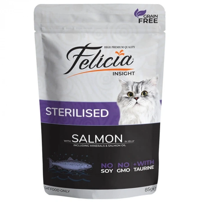 Felicia Tahılsız Somonlu Pouch Kısırlaştırılmış Konserve Kedi Maması 85 Gr