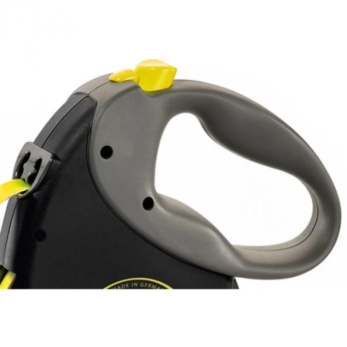 Flexi Neon Reflektörlü Şerit Otomatik Köpek Gezdirme Tasması Large Siyah 8 Mt