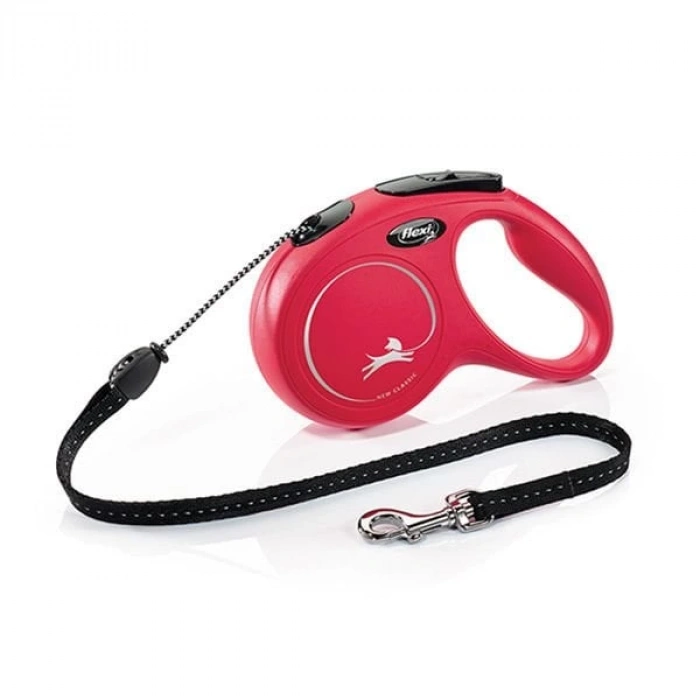 Flexi New Classic İp Otomatik Köpek Gezdirme Tasması Medium Kırmızı 5 Mt