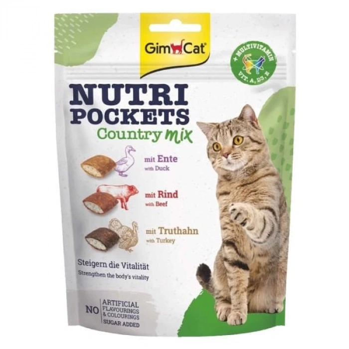 Gimcat Nutri Pockets Country Mix Multivitaminli Kedi Ödül Maması 150 Gr