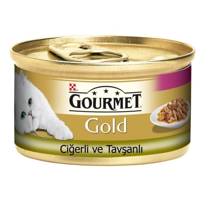 Gourmet Gold Tavşan ve Ciğerli Yetişkin Konserve Kedi Maması 85 Gr