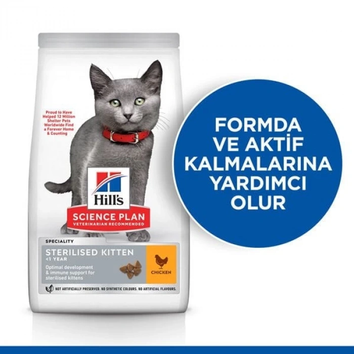 Hills Sterilised Kitten Tavuklu Kısırlaştırılmış Yavru Kedi Maması 3 Kg