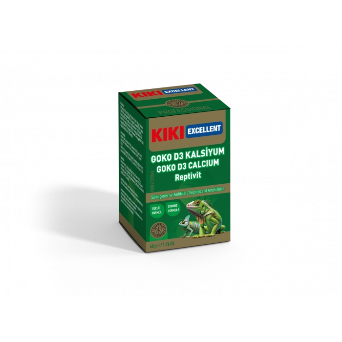 Kiki Excellent Goko D3 Kalsiyum Reptivit Sürüngenler ve Amfibiler için Toz Mineral 50 Gr
