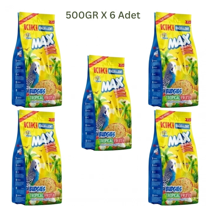 Kiki Excellent Max Menu Tropikal Meyveli Muhabbet Kuşu Yemi 6x 500 Gr