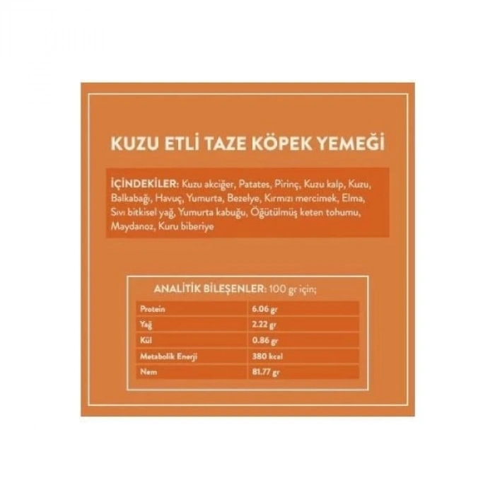 Kito Fresh Kuzu Etli Hipoalerjenik Taze Köpek Yemeği 250 Gr