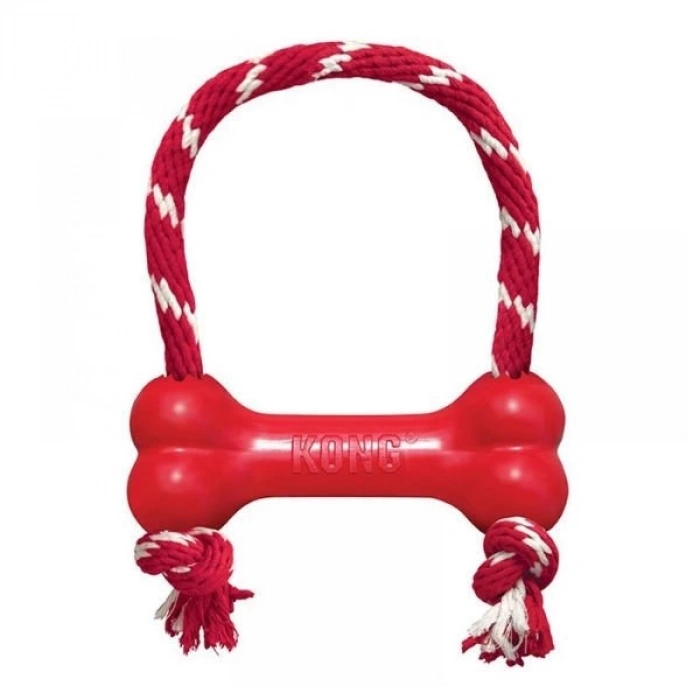 Kong Goodie Bone Kemik Şeklinde İp Sallantılı Köpek Oyuncağı Medium Kırmızı