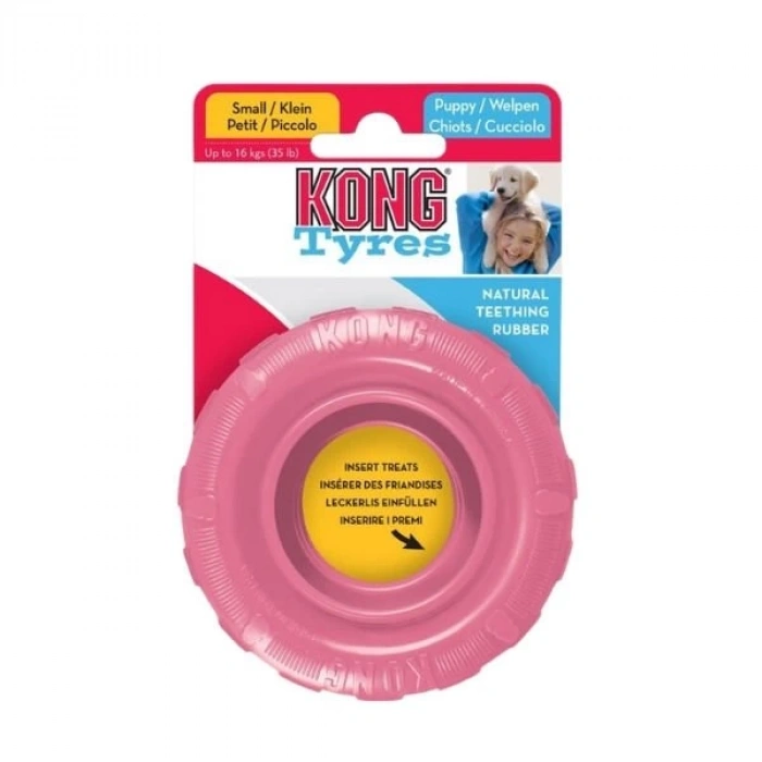 Kong Lastik Şeklinde Kauçuk Yavru Köpek Oyuncağı Medium/Large Mavi/Pembe 11 Cm