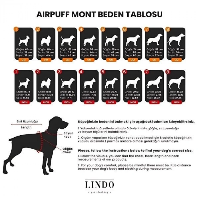 Lindo Dogs Air Puff Mango Köpek Montu Kahverengi Beden 8
