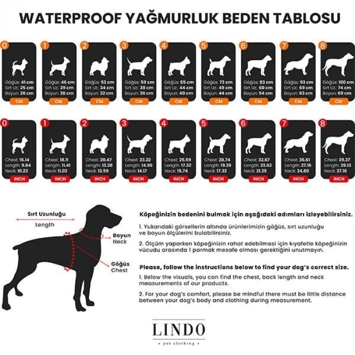 Lindo Dogs Aqua İçi Fileli Su Geçirmez Köpek Yağmurluğu Mavi Beden 7