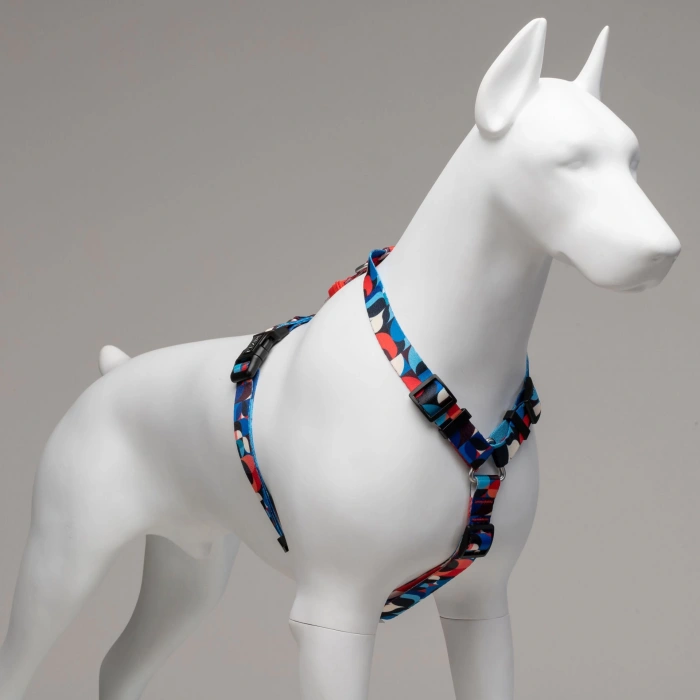 Lindo Dogs Red Line H Tipi Köpek Göğüs Tasması Kırmızı/Mavi Beden Medium