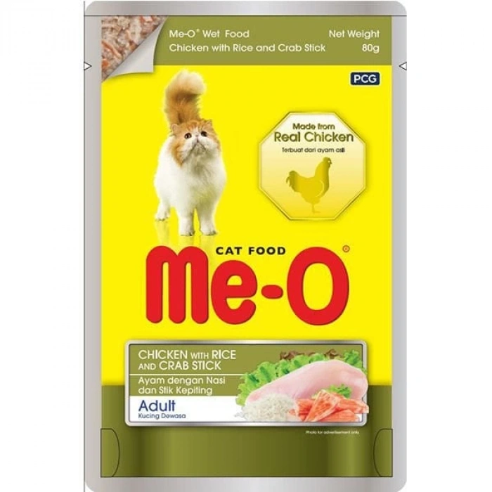 Meo Tavuk Pirinç ve Yengeçli Yetişkin Konserve Kedi Maması 80 Gr