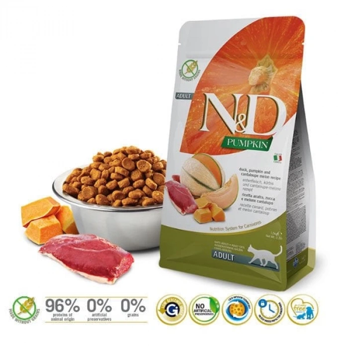 N&D Pumpkin Balkabaklı Ördek ve Kavunlu Yetişkin Kedi Maması 5 Kg