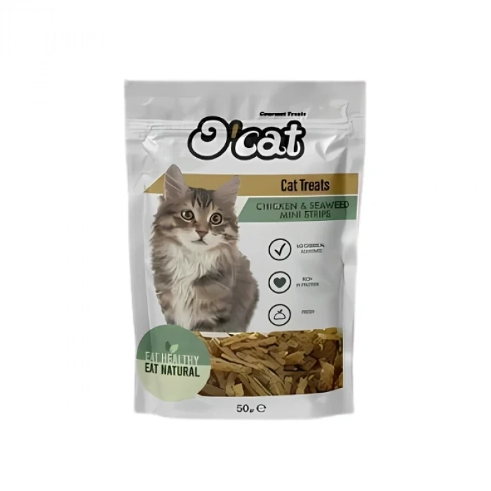 O Cat Tavuk ve Yosunlu Mini Çubuk Kedi Ödül Maması 50 Gr