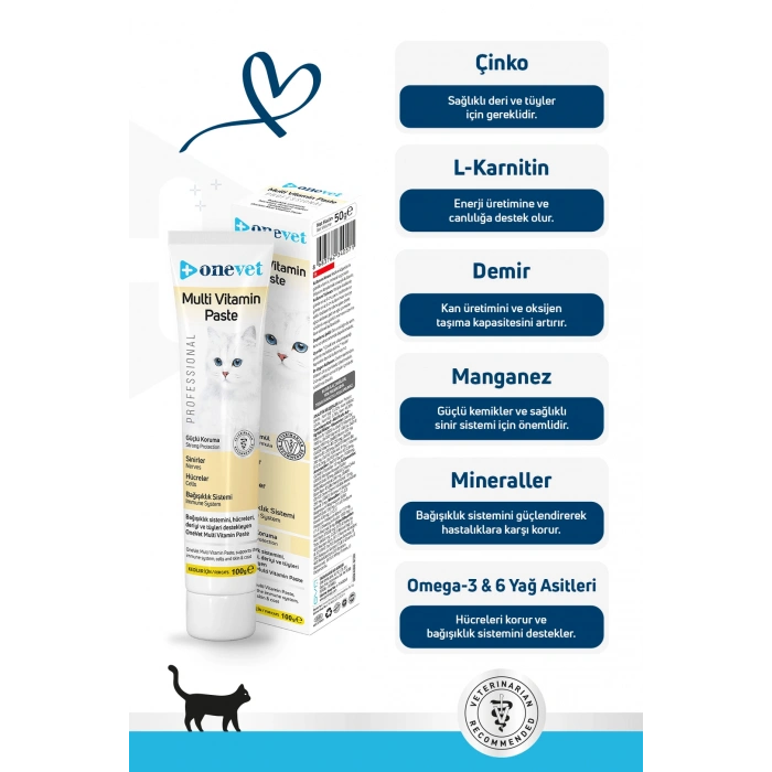 OneVet Multi Vitamin Paste Bağışıklık Destekleyici Kedi Maltı 100 Gr